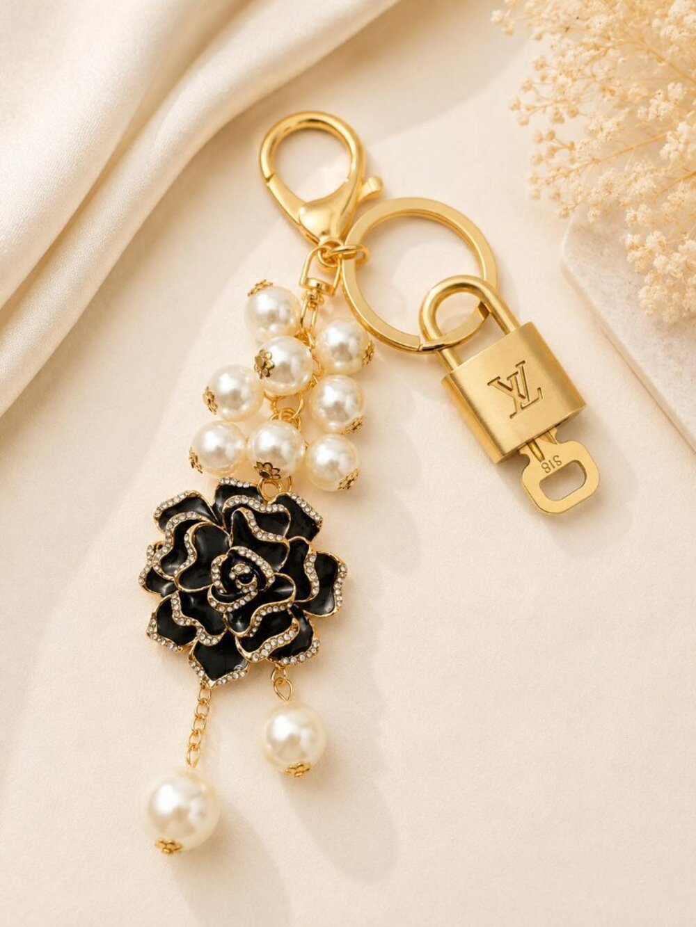 Louis Vuitton Gold Lock 🔑 Authentic LV Padlock + Unbranded Flower Bag Charm